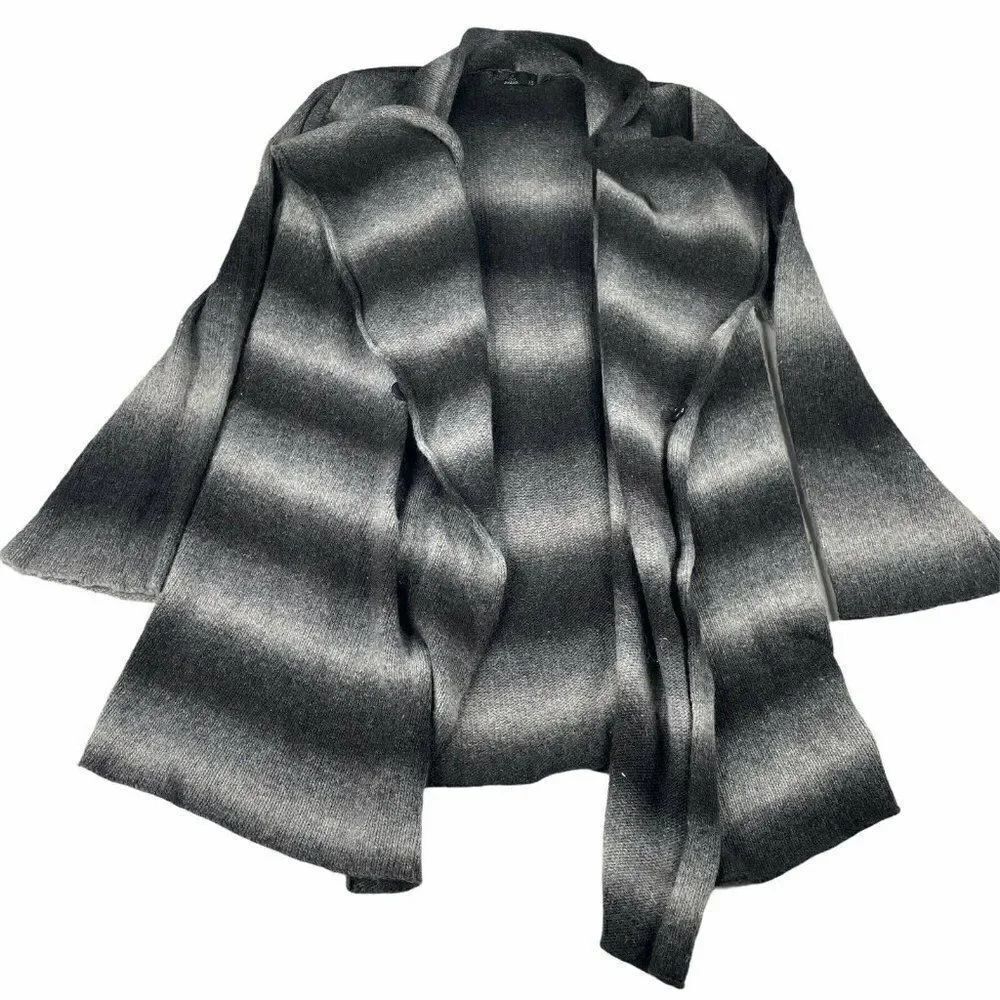 Prana Wool Blend Open Cardigan Black Gray Ombre XS